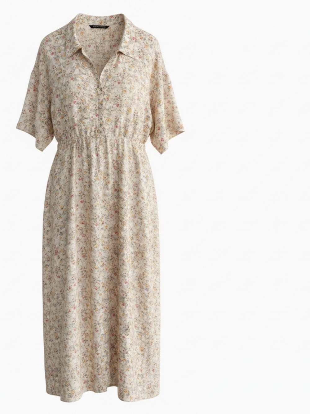 Zara Cream Floral Collared Midi Dress NWOT Never Worn.